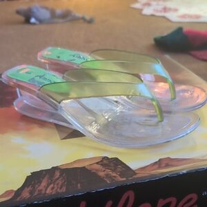 Anna Green and Clear Slide Heeled Jelly Shoes/ Sandals Size 8.5